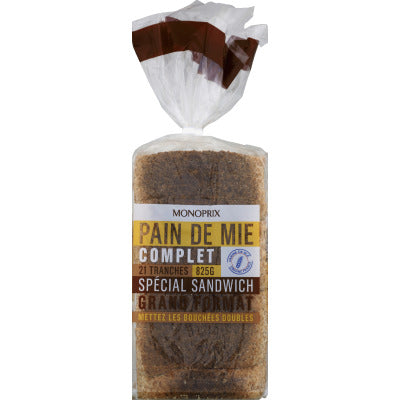 Monoprix Wholemeal sandwich bread Large format 825g