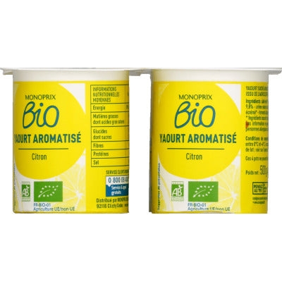 Monoprix Bio Yaourts Citron au Lait Entier 4 x 125g Monoprix Bio Yaourts Citron au Lait Entier 4 x 125g