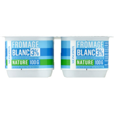 Monoprix 3% natural white cheese 4x100g