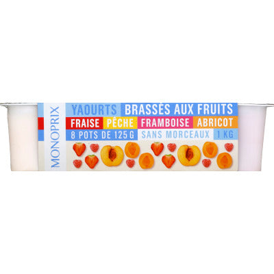 Monoprix Stirred yogurt with mixed fruits 8x125g