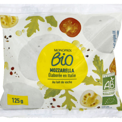 Monoprix Bio mozzarella made from organic cow's milk 125g