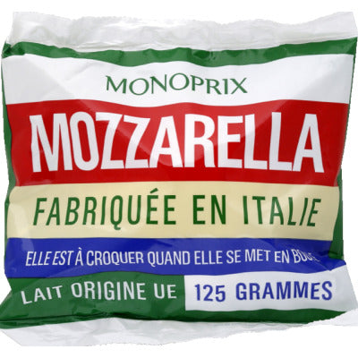 Monoprix mozzarella le sachet de 125g Monoprix mozzarella le sachet de 125g