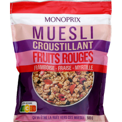 Monoprix Crunchy cereal nuggets with red fruits 500g