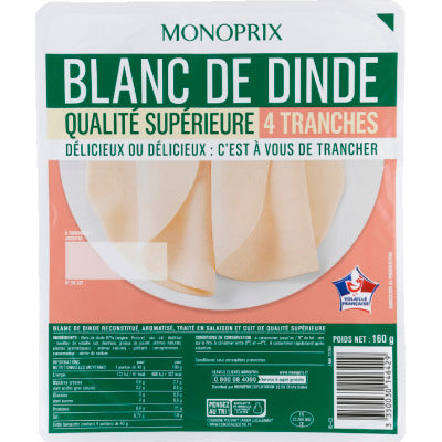 Monoprix blanc de dinde de qualité supérieure 160g Monoprix blanc de dinde de qualité supérieure 160g