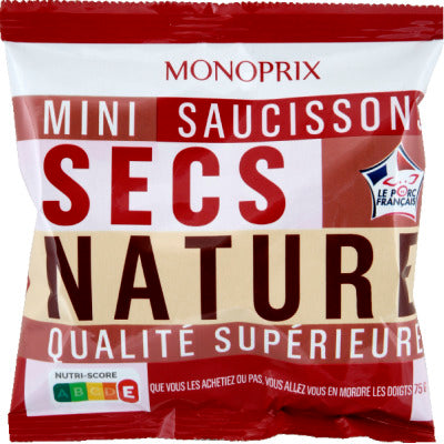Monoprix Mini Saucissons Secs Nature 75G Monoprix Mini Saucissons Secs Nature 75G
