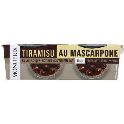 Monoprix Tiramisu au Mascarpone 2x80g Monoprix Tiramisu au Mascarpone 2x80g