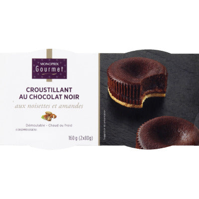 Monoprix Gourmet Croustillant au Chocolat Noir Noisettes et Amandes 2x80g Monoprix Gourmet Croustillant au Chocolat Noir Noisettes et Amandes 2x80g