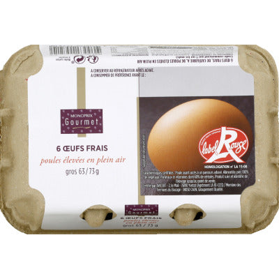 Monoprix Gourmet Eggs Large Red Label 6 Units