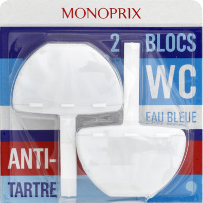 Monoprix Blocs Wc Anti-Tartre Eau Bleue 2 x 40G Monoprix Blocs Wc Anti-Tartre Eau Bleue 2 x 40G