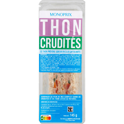 Monoprix Tuna and raw vegetables sandwich 145g