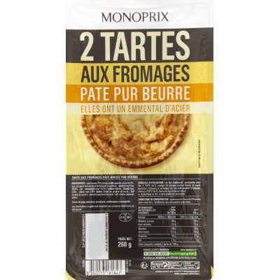 Monoprix Tartes aux Fromages Pâte Pur Beurre x2 260g Monoprix Tartes aux Fromages Pâte Pur Beurre x2 260g
