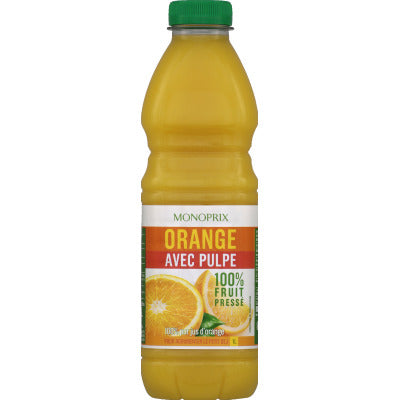Monoprix Orange juice with pulp 100% pressed fruit 1L