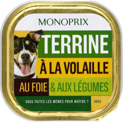 Monoprix Terrine À La Volaille Au Foie & Aux Légumes Pour Chien 300G Monoprix Terrine À La Volaille Au Foie & Aux Légumes Pour Chien 300G
