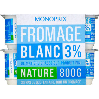 Monoprix 3% natural white cheese 8x100g