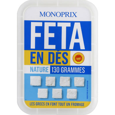 Monoprix Dés de feta nature la boîte de 130g Monoprix Dés de feta nature la boîte de 130g