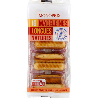 Monoprix Madeleines Longues Natures Aux Oeufs Frais X16 Monoprix Madeleines Longues Natures Aux Oeufs Frais X16