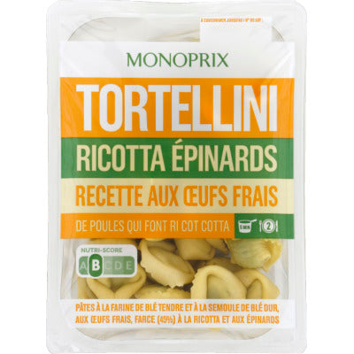 Monoprix tortellini ricotta épinards aux œufs frais 300g Monoprix tortellini ricotta épinards aux œufs frais 300g