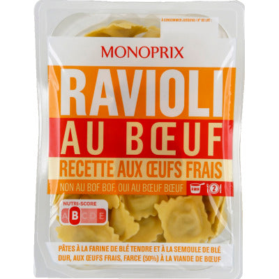 Monoprix pure beef ravioli with fresh eggs 300g