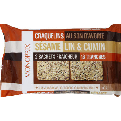 Monoprix Craquelins Au Son D'Avoine 190G Monoprix Craquelins Au Son D'Avoine 190G