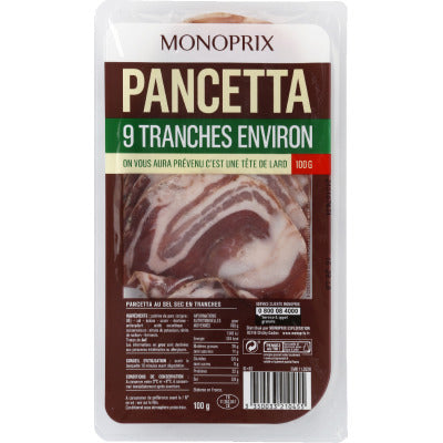 Monoprix Pancetta Au Sel Sec 100G Monoprix Pancetta Au Sel Sec 100G