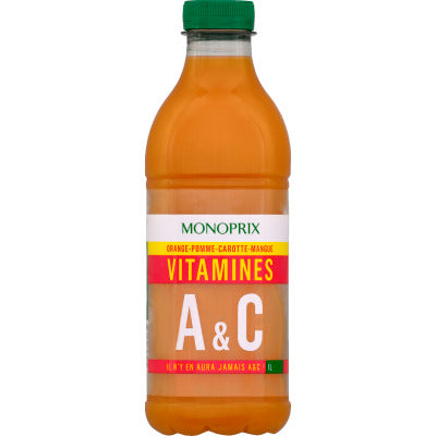 Monoprix Juice vitamins A & C orange, apple, carrot, mango 1L