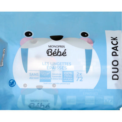 Monoprix Baby Thick Wipes 2x72