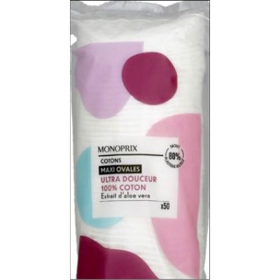 Monoprix Maxi Oval Cottons Ultra Soft Aloe Vera X50