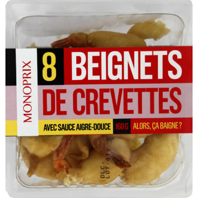 Monoprix Beignets de crevettes avec sauce aigre-douce 160g Monoprix Beignets de crevettes avec sauce aigre-douce 160g