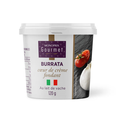 Monoprix Gourmet Burrata au lait de vache 120g Monoprix Gourmet Burrata au lait de vache 120g