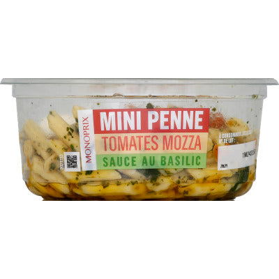 Monoprix Mini Penne Tomatoes Mozzarella Basil Sauce 180g