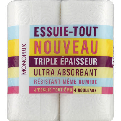 Monoprix Essuie-Tout, Triple Epaisseur x4 Monoprix Essuie-Tout, Triple Epaisseur x4