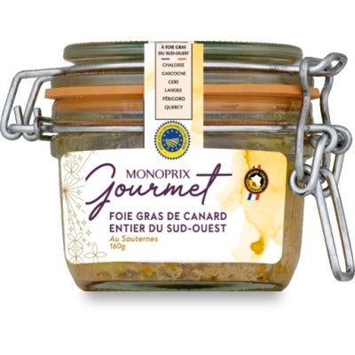 Monoprix Gourmet Whole duck foie gras from the South-West with Sauternes 160g