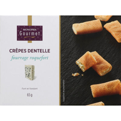 Monoprix Gourmet Crêpes dentelles au Roquefort 65g Monoprix Gourmet Crêpes dentelles au Roquefort 65g