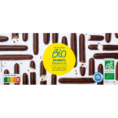 Monoprix Bio Milk Chocolate Coated Sticks 125G