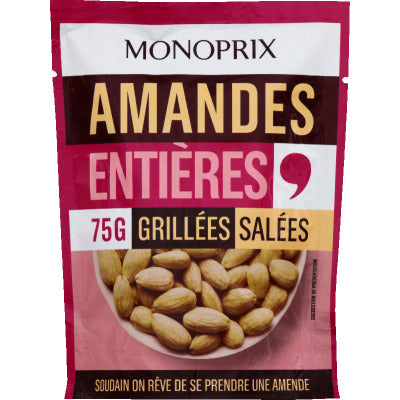 Monoprix Whole roasted and salted almonds 75g