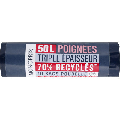 Monoprix 70% recycled 50L handle bin bags Monoprix 70% recycled 50L handle bin bags