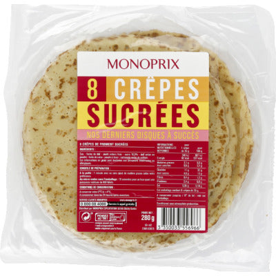 Monoprix 8 Crêpes Sucrées 280g Monoprix 8 Crêpes Sucrées 280g