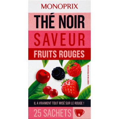 Monoprix Thé Noir Saveur Fruits Rouges 25 Sachets 40G Monoprix Thé Noir Saveur Fruits Rouges 25 Sachets 40G
