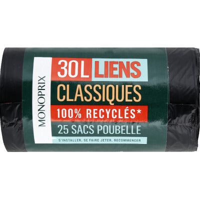 Monoprix Classic Links Garbage Bags 100 Recycled 30L Monoprix Classic Links Garbage Bags 100 Recycled 30L