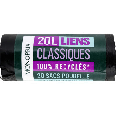 Monoprix Recycled Garbage Bags Classic Links 20L Monoprix Recycled Garbage Bags Classic Links 20L