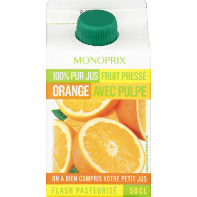 Monoprix Freshly squeezed orange juice with pulp 50cl
