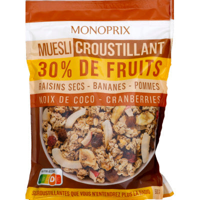 Muesli Croustillant 30% de fruits 500gr Muesli Croustillant 30% de fruits 500gr