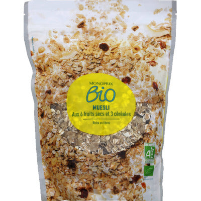 Monoprix Bio Muesli with 6 Dried Fruits and 3 Organic Cereals 375G