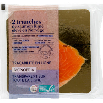 Monoprix Smoked Salmon Raised In Norway Asc 70g