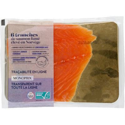 Monoprix smoked salmon raised in Norway 6 slices 210g