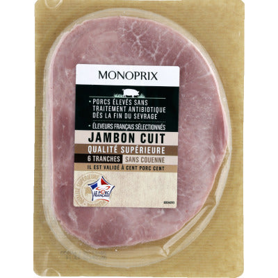Monoprix Cooked Ham 6 Slices Without Rind