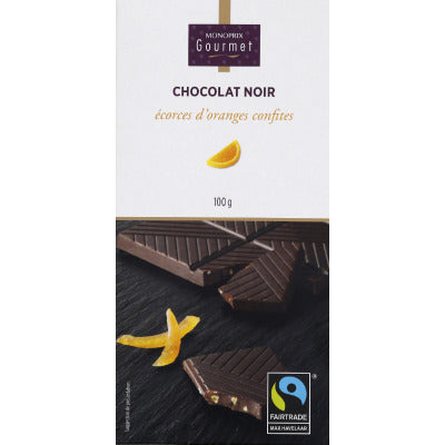 Monoprix Gourmet Chocolat Noir Aux Écorces D'Oranges Confites 100G Monoprix Gourmet Chocolat Noir Aux Écorces D'Oranges Confites 100G