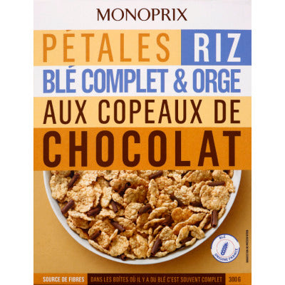 Monoprix Pétales De Riz & Blé Complet Aux Copeaux De Chocolat 300G Monoprix Pétales De Riz & Blé Complet Aux Copeaux De Chocolat 300G
