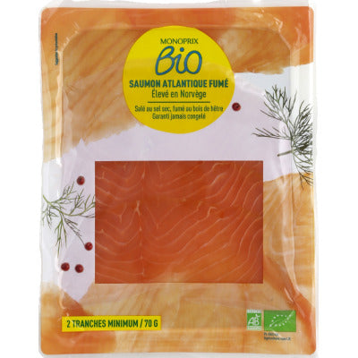Monoprix Organic Smoked Atlantic Salmon 70g