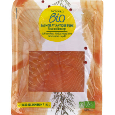 Monoprix Bio Organic Smoked Atlantic Salmon 120g